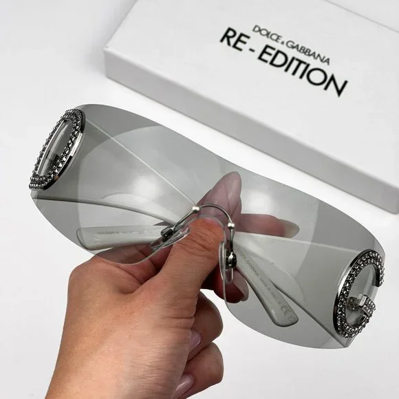 D&G DG2298B 06/87 Sunglasses Light Grey Rimless Pillow Women